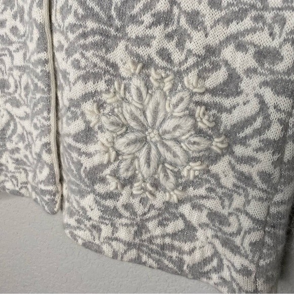 Coldwater Creek Cream & Silver Wool Rabbit Hair Blend Cardigan Sweater - Size M - Picture 8 of 8